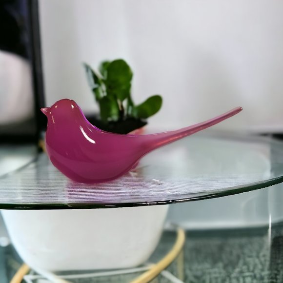 Mid Century Modern Modwing Bird Figurine 3d Resin Eames 60s Transparent Purple L - Picture 3 of 4